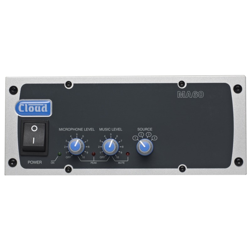 Cloud MA60 Mixer Amplifier 60W Line 4 Ohm Output - Optional 100V Line Transformer
