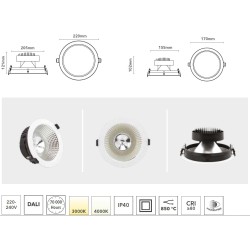 Verbatim LED Recessed Downlight INDIRECT 220mm 20W 3000K 1650lm 45° White