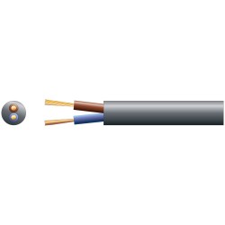 2 Core 1.5mm 100m Round profile mains electric cable. Flexible PVC sheath for use in light electrical applications