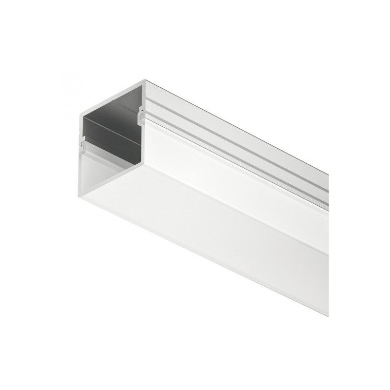 Square Aluminium Profile with Milky Top Hat Diffuser LED Profile for LED Strips - Surface Mount