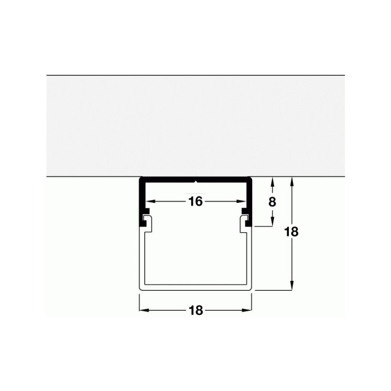 2.5m Square Aluminium Profile with Milky Top Hat Diffuser LED Profile ...