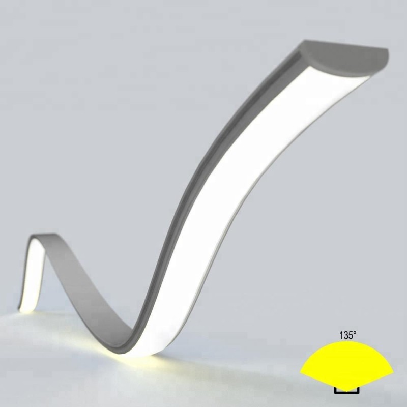 2.5m Bendable Aluminium Profile with Milky Top Hat Diffuser LED Profile for LED Strips - Surface Mount
