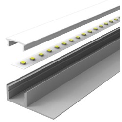 Aluminium LED Strip Profile for Tiled Steps with Flange recessed into 10mm