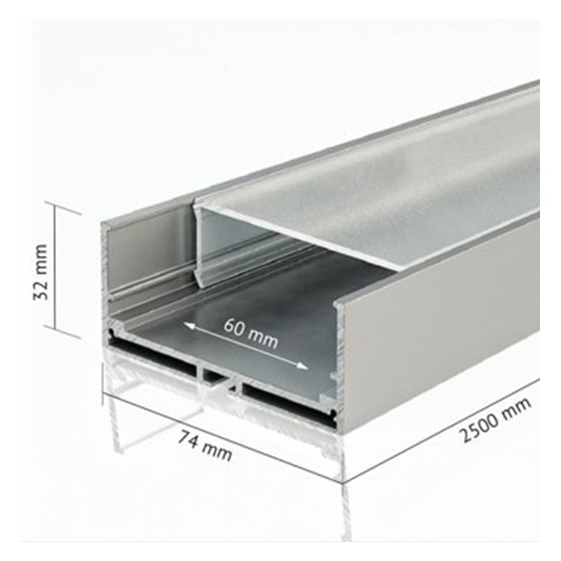 ALU-7432 2.5m Aluminum Profile For LED 74mm x 32mm IP20 Suitable For Surface, Ceiling or Wall Mounted