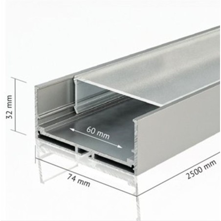 ALU-7432 2.5m Aluminum Profile For LED 74mm x 32mm IP20 Suitable For Surface, Ceiling or Wall Mounted