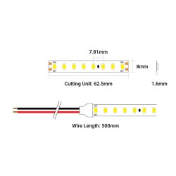 Akwil 2700k Warm White 120 LED per m 24V High Output LED Strip Tape 5m Reel 9.6W per m