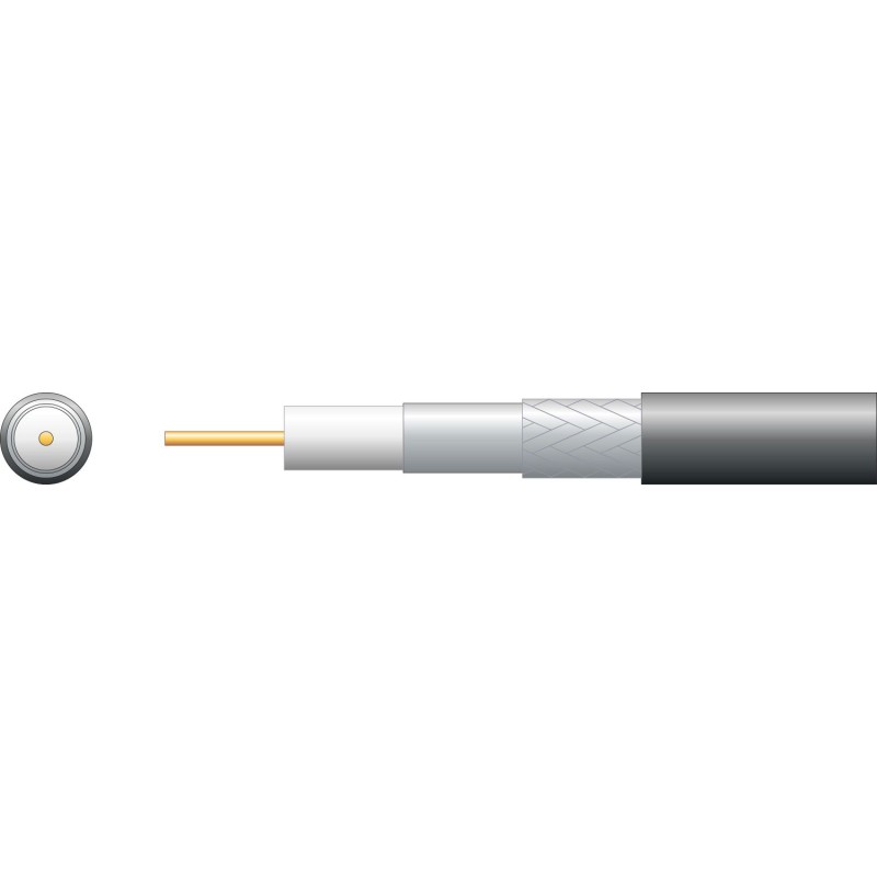 100m RG6 75 Ohms Foam Filled Coaxial Cable - Aluminium Braid