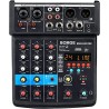 4 Channel Mini DJ Audio Sound Mixer Interface with MP3, USB, Bluetooth, Stereo Recording, 48V Phantom Power, 24 DSP