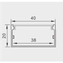 0.4m Surface Aluminum Profile For LED 40mm x 20mm with End Caps IP20 Suitable For Surface Ceiling Mount Applications