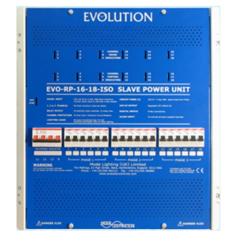 Mode EVS-RP-16-18-RCBO Evolution Slave Relay Pack with RCBO Protection (18 Channels of 16 Amps Switching Only)