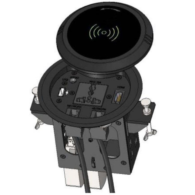 SC-DA Conference Table Connectivity Box with  Wireless Charger Mains Socket USB Network HDMI Audio Jack