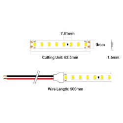 4mm 2700K COB LED Strip 2.5m/reel 24V DC 25W 10 W/m with 3M Adhesive CRI 90