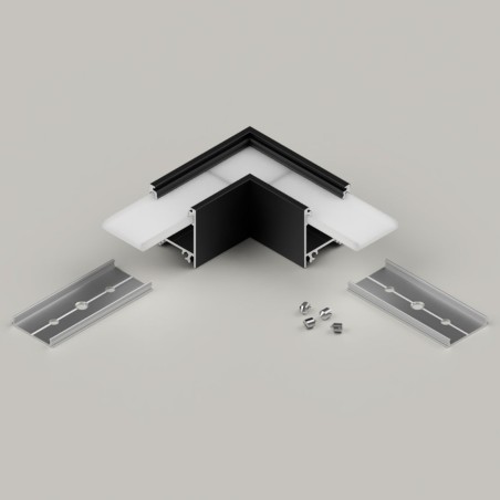 23x25mm 90 Degree Corner Black Aluminium Surface Mounted Profile Connectable Aluminium Channel with Frosted Diffuser