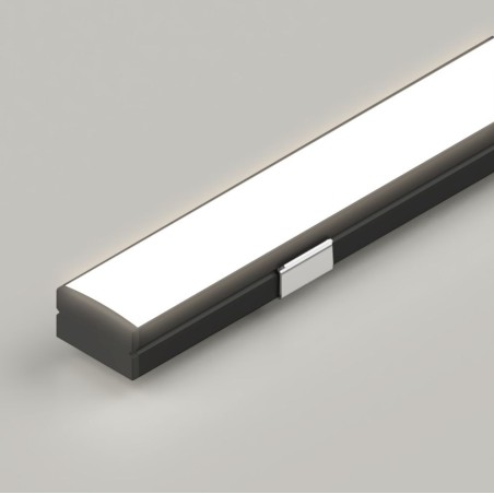 2m Black Aluminium Profile 12mm Wide x 7mm Height with Opal Diffuser