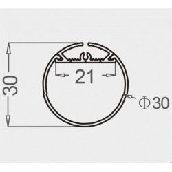 AK3030 2m Black Aluminium Profile 30mm Diameter with Opal Diffuser