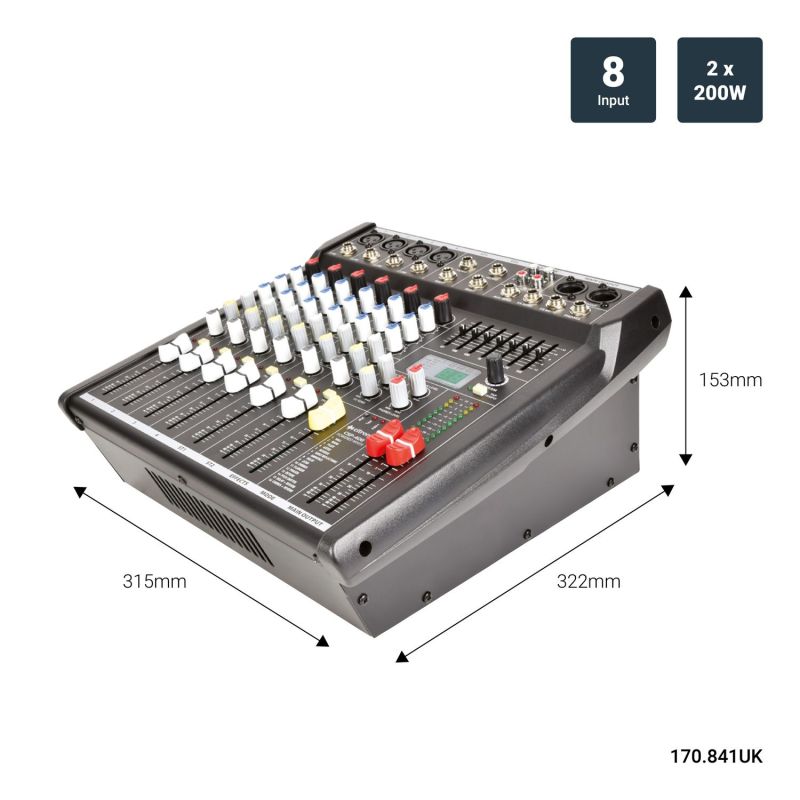 8IN 2x 200W DSP Mixer Amplifier - CSP Series Compact Powered Mixers with DSP