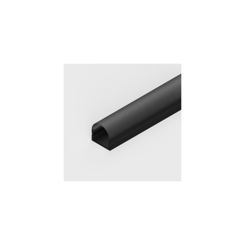 2m Black D-Type Curved LED Black Aluminium Profile with Black Diffuser for LED Strips