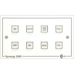 Synergy E2083 Ethernet enabled 8 button controller on dual gang panel, with UK psu. Add /EU for EU psu