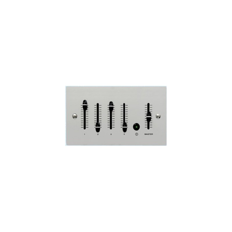 Mode Slider Dimmer Outstation (4 Channels & Master, Anodised Silver, Twin Gang)