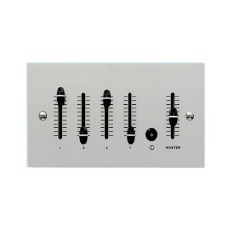 Mode Slider Dimmer Outstation (4 Channels & Master, Anodised Silver, Twin Gang)
