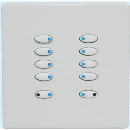 Mode Evolution Switch Plate - White (10 White Buttons, Single Gang, excluding Fascia Plate)
