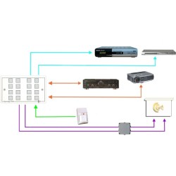 Synergy 2160 16 button controller on dual gang panel with UK psu