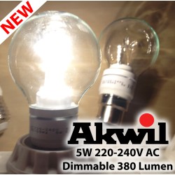 New AK-5W Akwil Dimmable 5W 380lm Sharp LED True-fit, 330 Degree, Frosted High Lumen Light Bulb, 0-265V AC