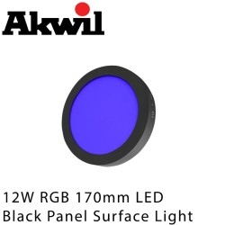 Akwil 12W LED RGB 170mm Black Surface Mount Downlight Panel Fitting 24V Constant Voltage