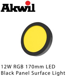 Akwil 12W LED RGB 170mm Black Surface Mount Downlight Panel Fitting 24V Constant Voltage