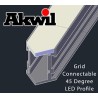 1.6m Akwil Custom X Connectable Aluminium 45 Degree Surface Profiles for LED Strips with diffusers