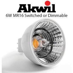 Akwil 6W MR16 LED 12V AC or DC LED Light Bulb Switched 600lm 30 or 60 Degree Warm or Pure White CRI 80 or 90 GU5.3 Base
