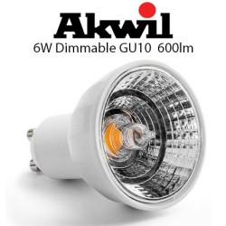 Akwil True Look True Fit GU10 6W LED 240V AC  Dimmable LED Light Bulb 600lm 40 Degree Warm or Very Warm White CRI 94 GU10 Base