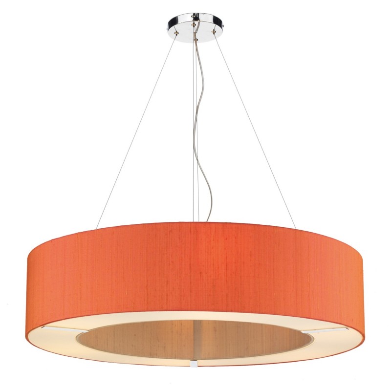 Large Orange Drum Pendant 6 Bulb