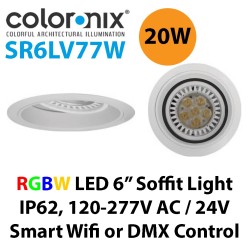 Coloronix SR6LV77W 6 Inch RGBW LED RECESSED ADJUSTABLE Soffit Light IP62 Philips LEDs