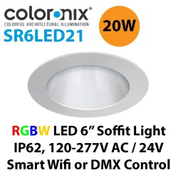 Coloronix SR6LV21 20W 6 Inch Recessed LED RGBW Downlight 24V DC or 120-277V AC DMX (Gen 2)