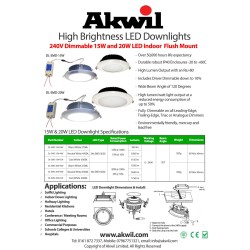 Akwil - 20W LED 240V Dimmable High Ra80 Ceiling Light Panel Downlight  AK-DL20W-SMD