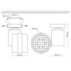 Toucan 1 - AR111 100W 8 Degree Ceiling Mount Light Fitting Narrow Angle Beam Warm White 2700k Temp