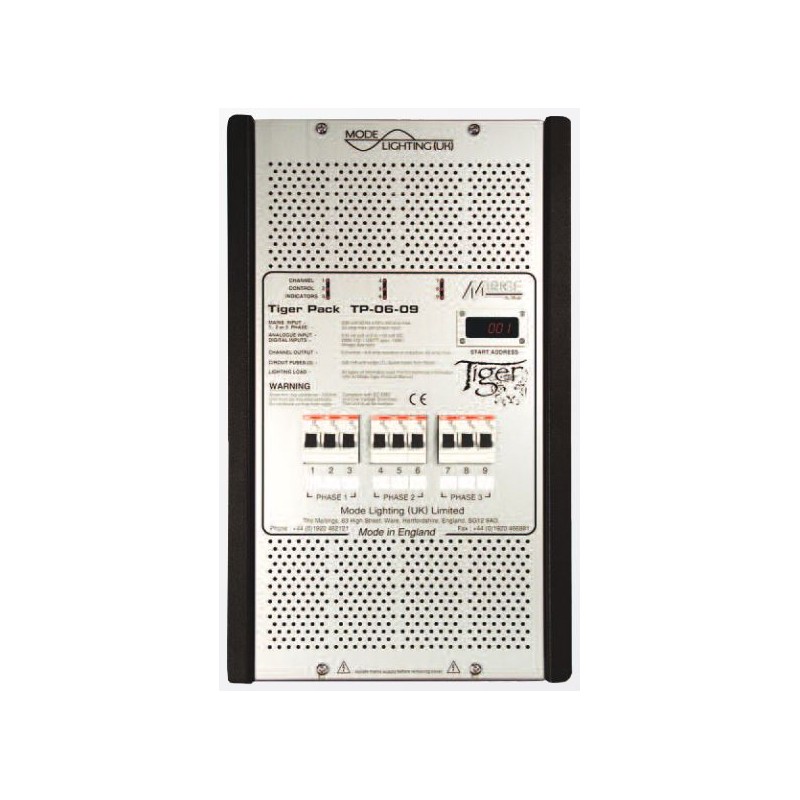Mode TP-06-09-RCBO Tiger Dimmable Power Unit with Leading Edge Dimming RCBO's (9 Channels of 6 Amps, Inductive 6 Amps)