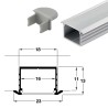 2.5m 11mm Deep Flush Mountable Aluminium Profile with Milky Diffuser LED Profile for LED Strips