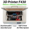 CreatBot F430 3D Printer 420°C Dual Extruders 300x300x400mm Build Size ABS PLA PC Nylon Carbon PETG