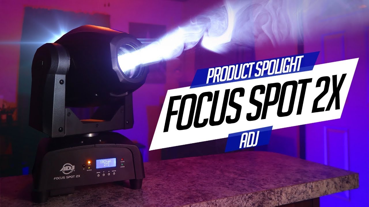 ADJ Focus Spot 2X -  American DJ 100W LED Pro Moving Head Unit with 3W UV LED  The ADJ Focus Spot 2X is a 100W LED Moving Head with a 3W UV LED included. It features two prism effects