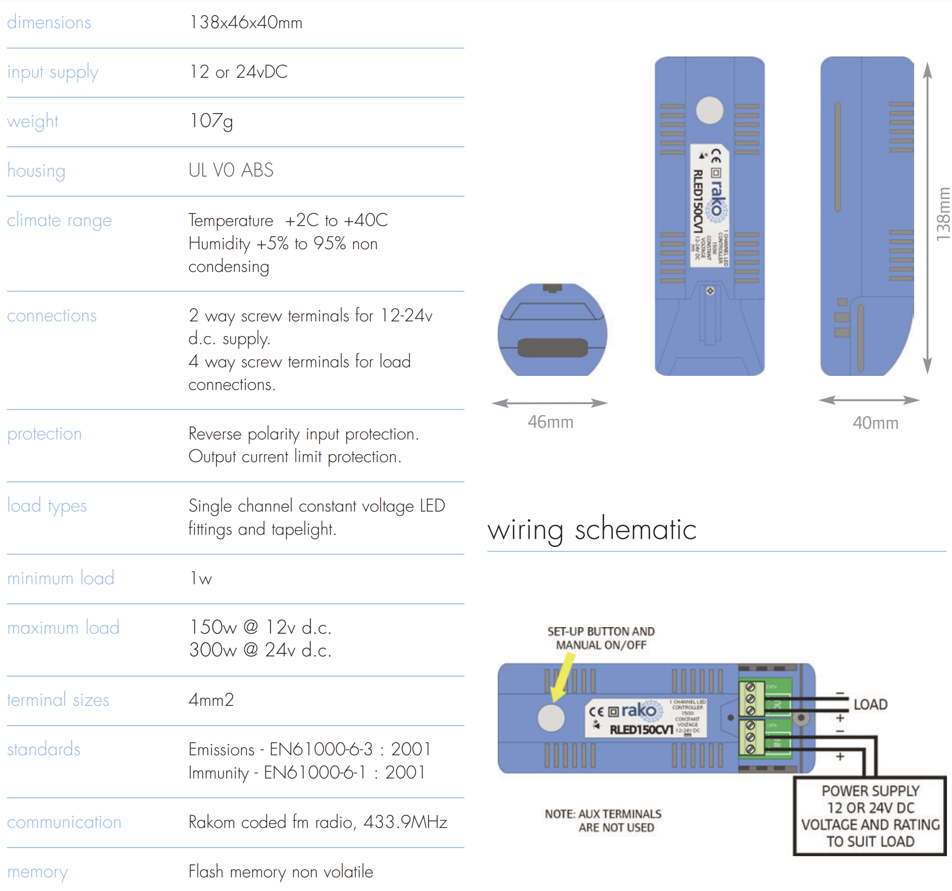 Rako RLED150 LED Strip Dimmer