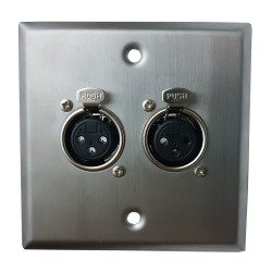 Twin Female XLR Single Gang Metal Plate