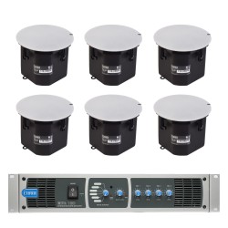Cloud MPA120-SP Speaker System  6x CS-C6 Ceiling Mounted Speakers with Mixer Amplifier 120W 6 Line Inputs 4 Mic Inputs