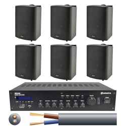 100V Line Speaker System 6x 6 Inch 100V 40W Speakers and MP3 SD Card Player Mixer Amplifier RM240S 240W and 100m 2 Core Cable