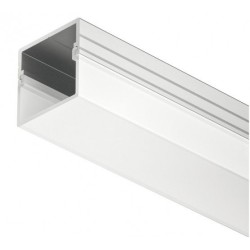 2.5m Square Aluminium Profile with Milky Top Hat Diffuser LED Profile for LED Strips - Surface Mount