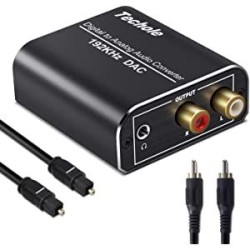 TOS Link ADAC Optical to RCA Converter With Optic Cable and Micro USB Cable