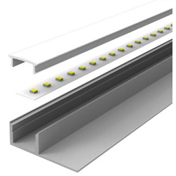2m Aluminium LED Strip Profile for Tiled Steps with Flange recessed into 10mm