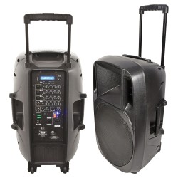 15 Inch Active Speaker Battery Powered Portable Mixer PA Loudspeaker Cabinet