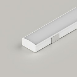 2m Flat Aluminium Profile Channel 17x8mm White 2 Metre Length with Semi Clear Diffuser and Clips
